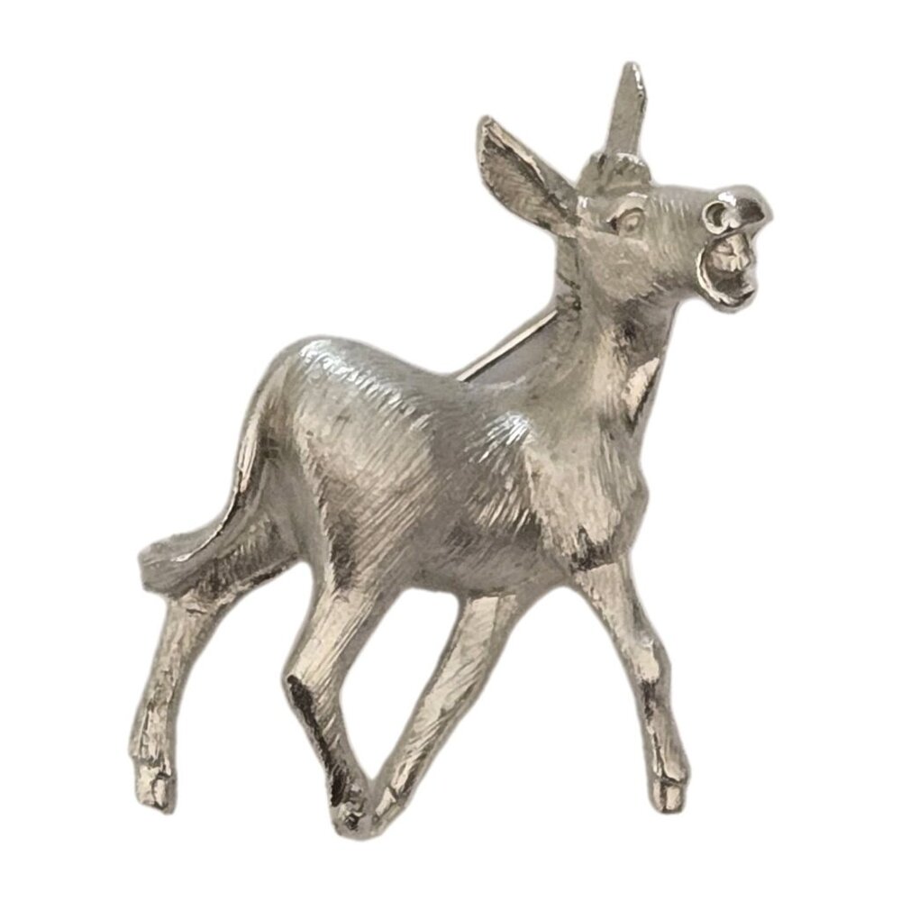 Vintage 1960s Napier Brushed Silver Braying Donkey Pin